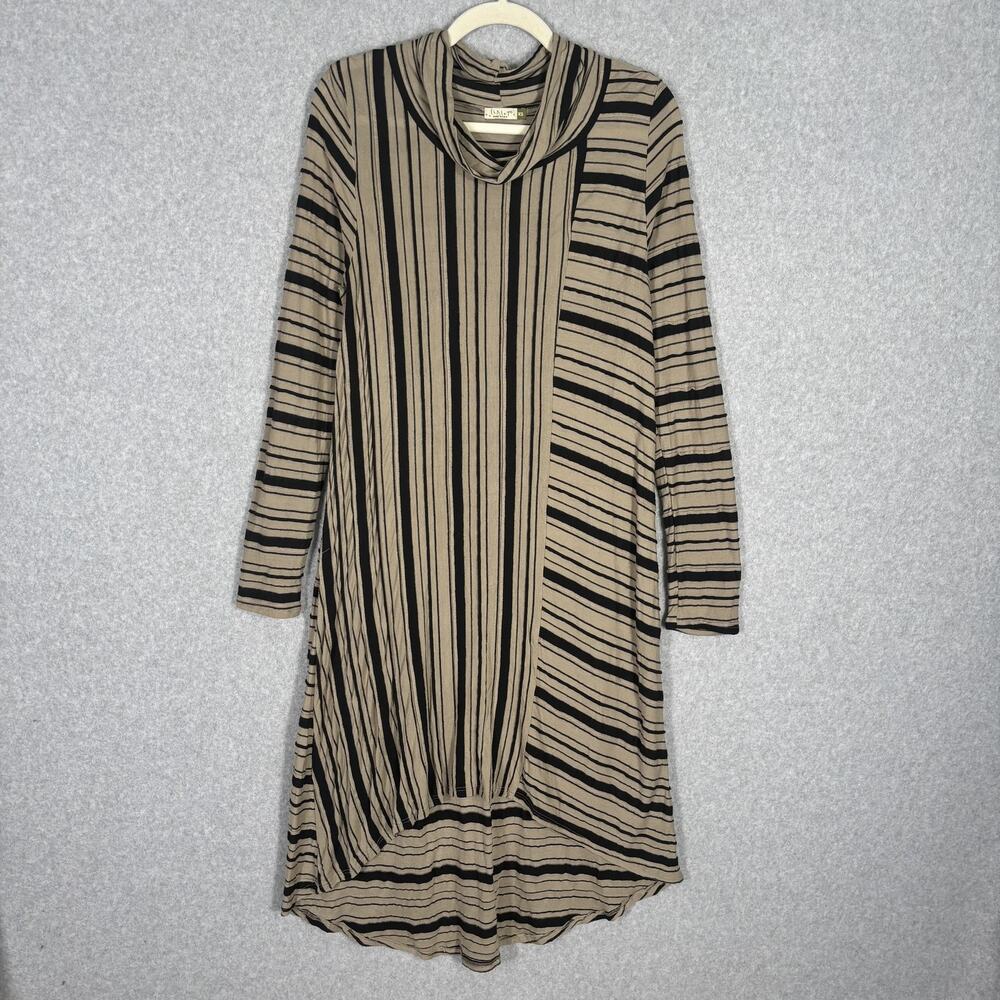 Chalet Dress XS Tan Asymmetric Flowy Layered Textured Artsy Lagenlook Modest USA